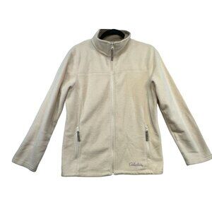 Cabelas Womens Outerwear Fleece Jacket Size M Beige Zip Pockets